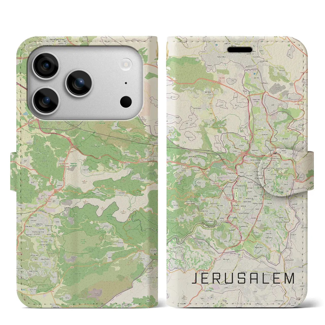 【エルサレム(イスラエル)】地図柄iPhoneケース(手帳タイプ)