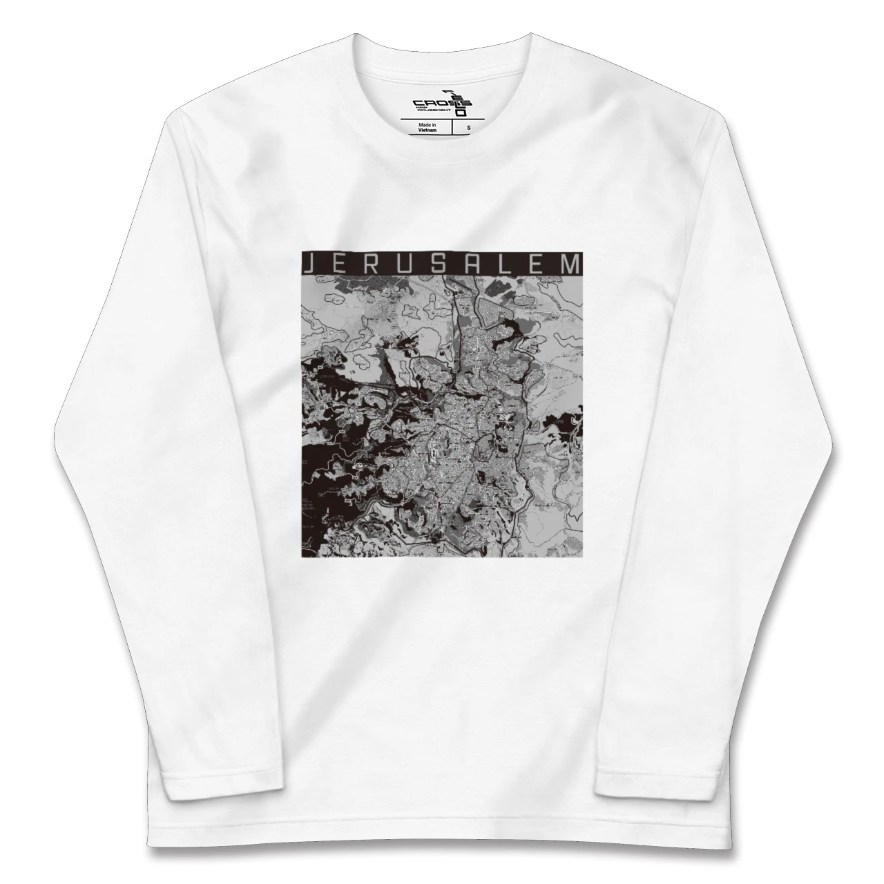 【エルサレム(イスラエル)】地図柄ロングスリーブTシャツ