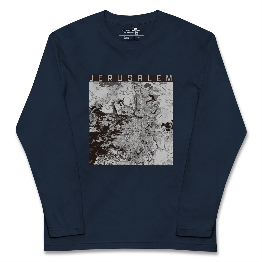【エルサレム(イスラエル)】地図柄ロングスリーブTシャツ