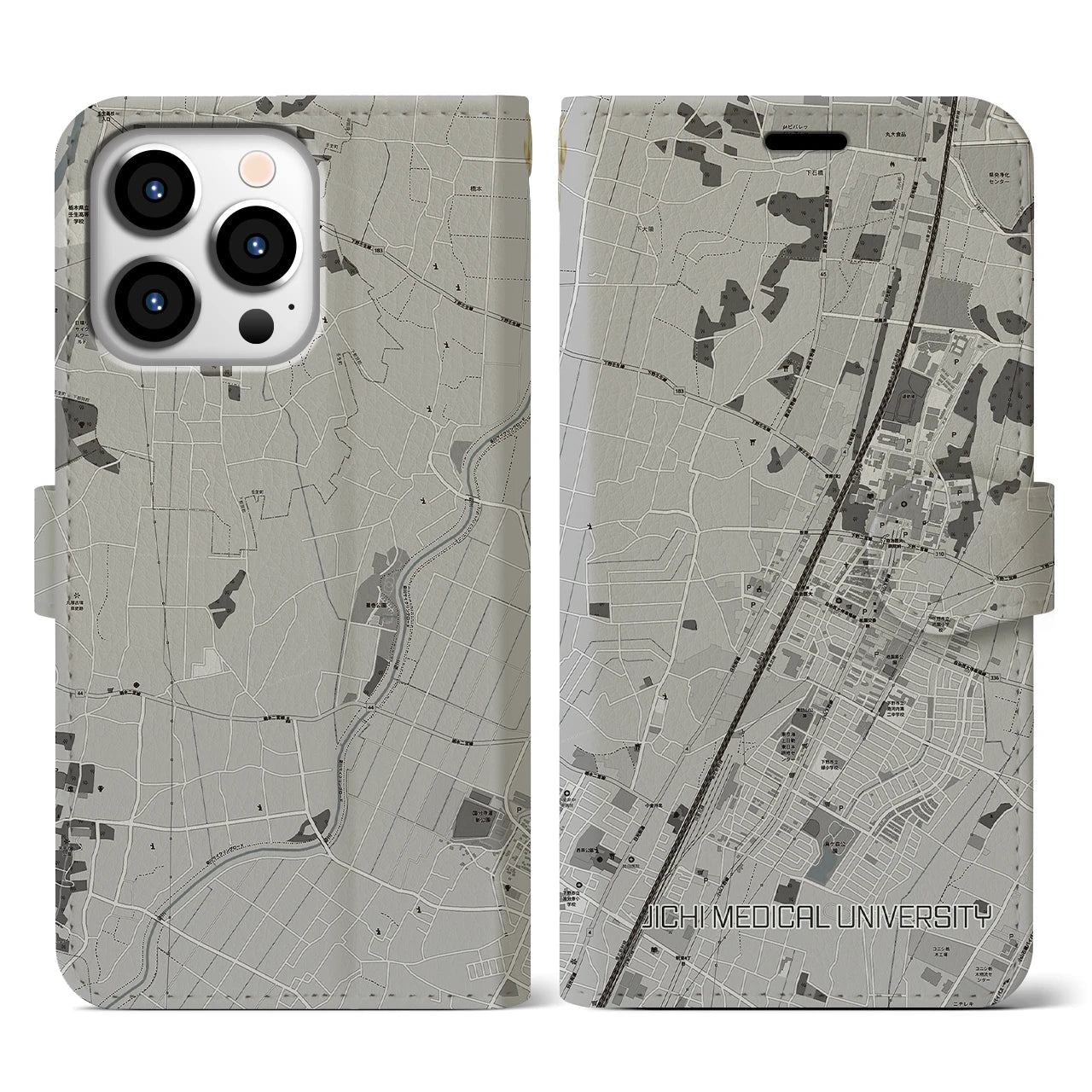 【自治医大(栃木県)】地図柄iPhoneケース(手帳タイプ)