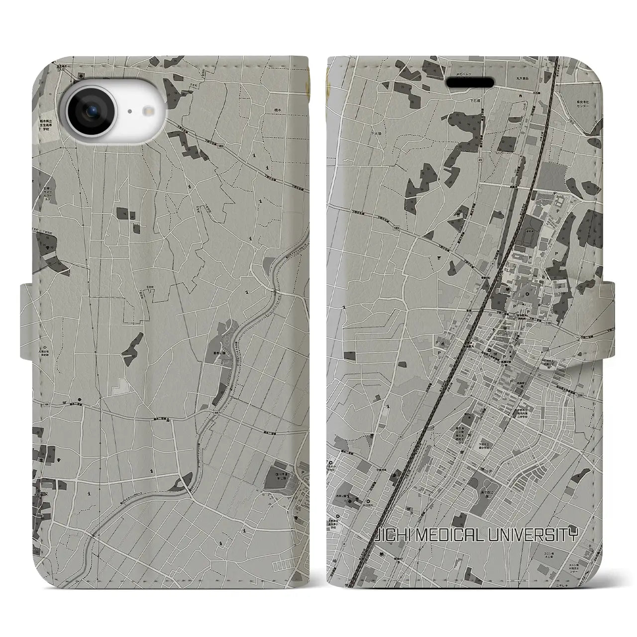 【自治医大(栃木県)】地図柄iPhoneケース(手帳タイプ)