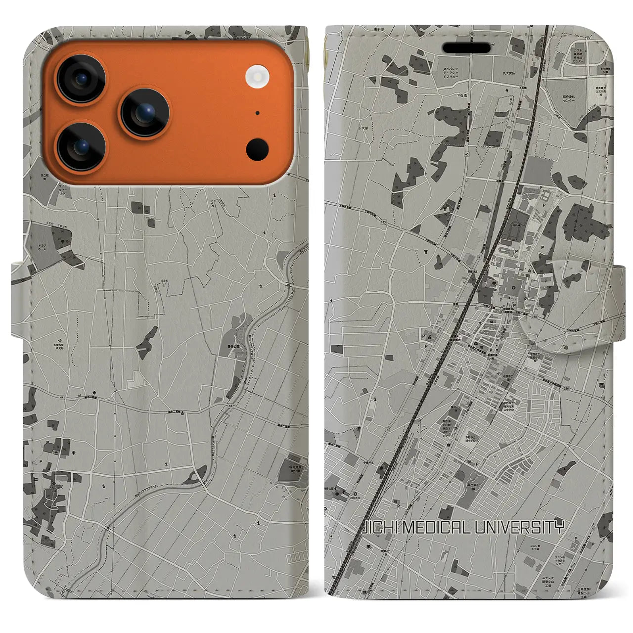 【自治医大(栃木県)】地図柄iPhoneケース(手帳タイプ)