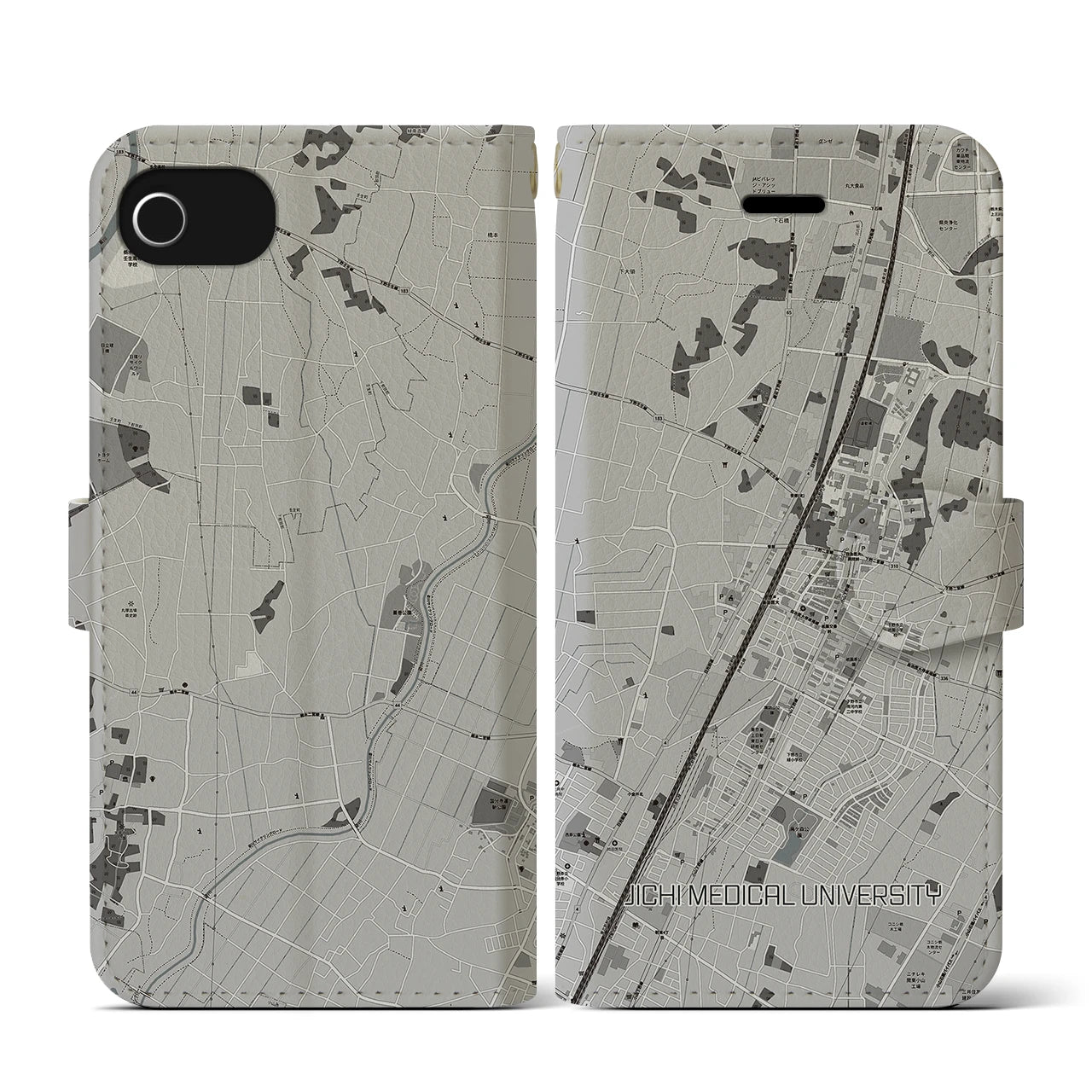 【自治医大(栃木県)】地図柄iPhoneケース(手帳タイプ)