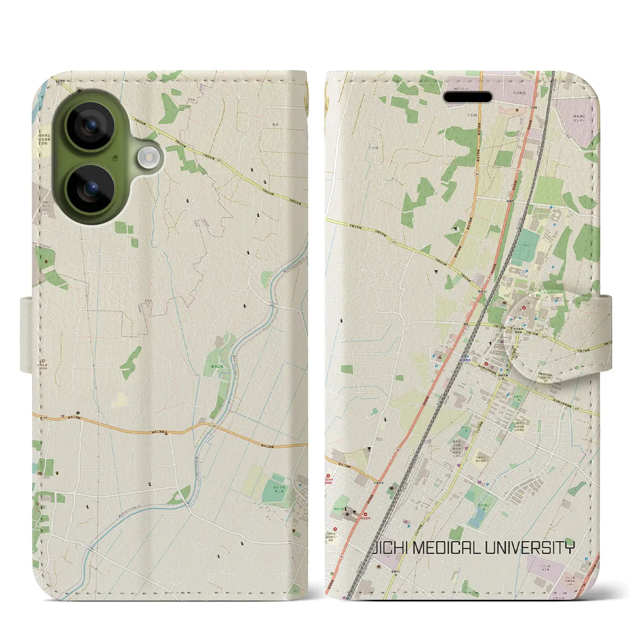 【自治医大(栃木県)】地図柄iPhoneケース(手帳タイプ)