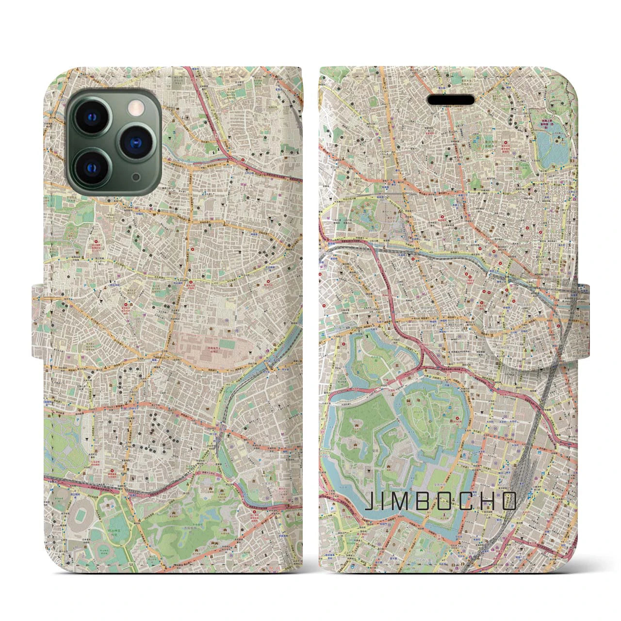 【神保町(東京都)】地図柄iPhoneケース(手帳タイプ)ナチュラル・iPhone 11 Pro 用