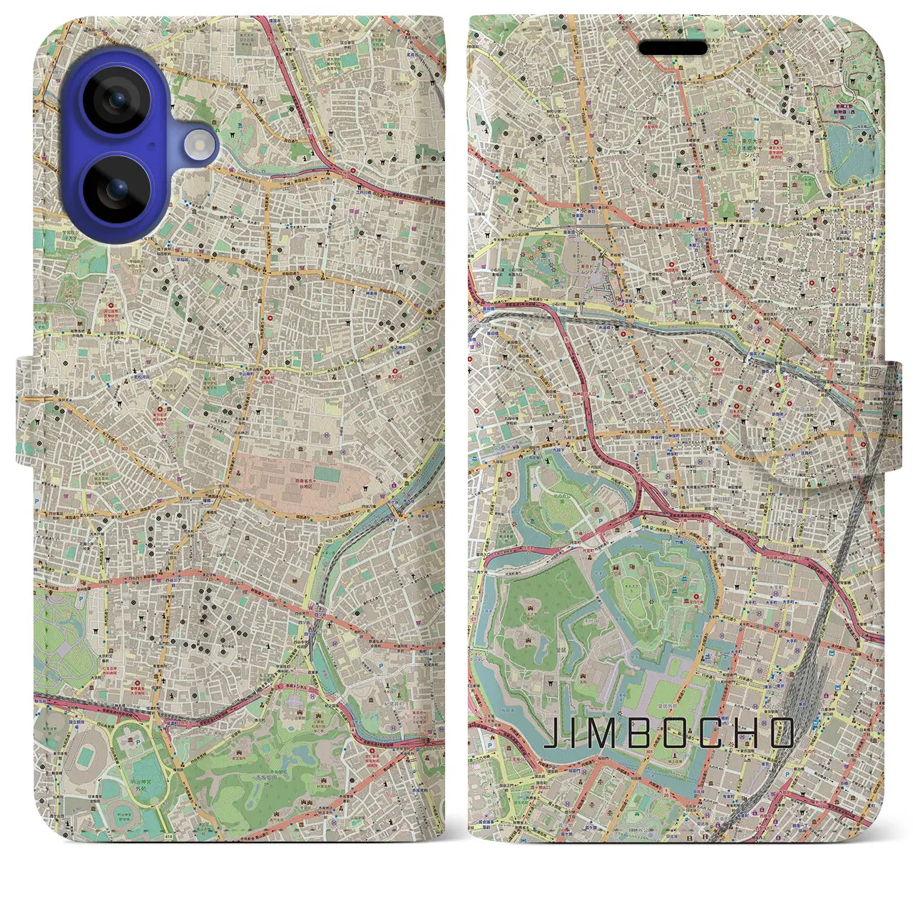 【神保町(東京都)】地図柄iPhoneケース(手帳タイプ)ナチュラル・iPhone 16 Pro Max 用