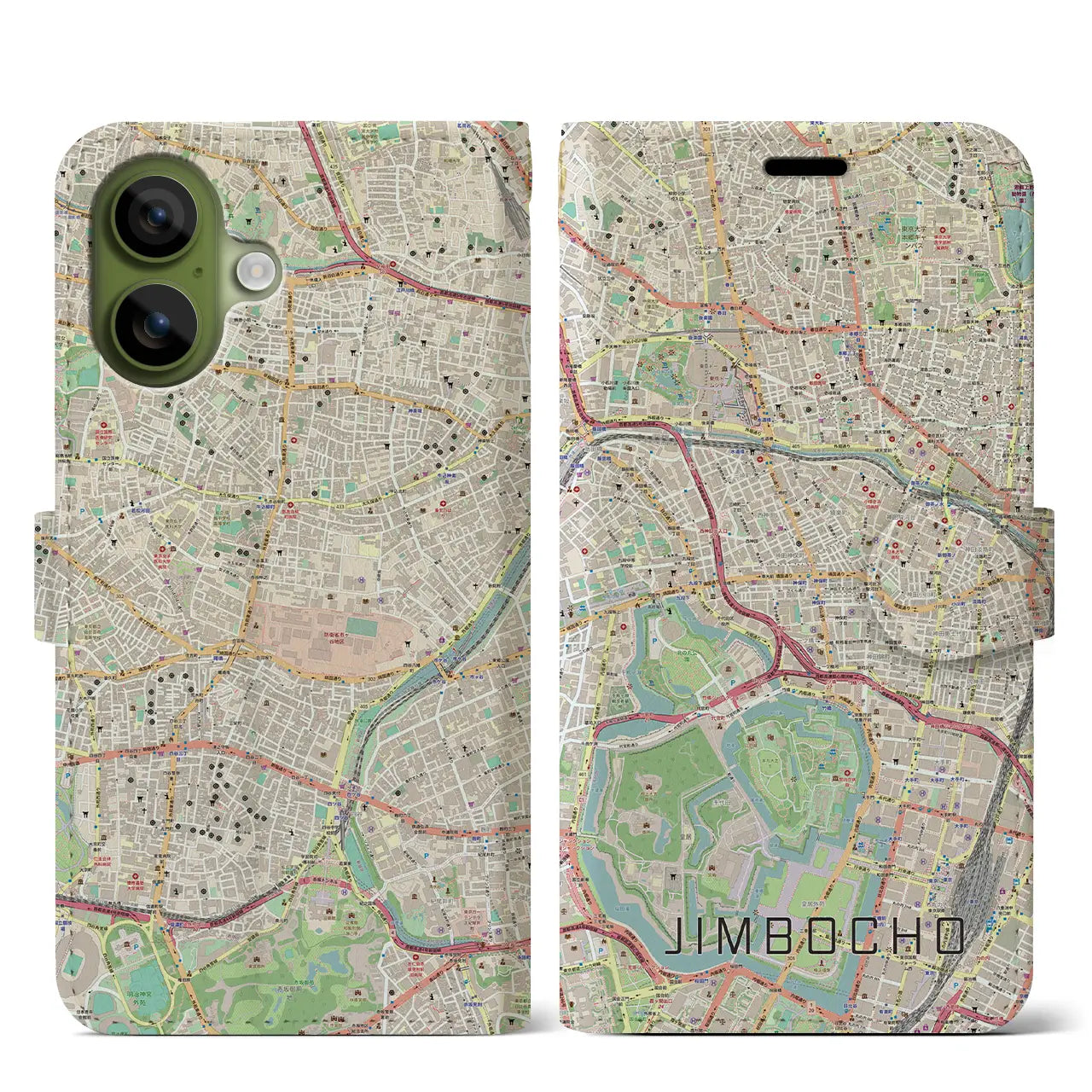 【神保町(東京都)】地図柄iPhoneケース(手帳タイプ)モノトーン・iPhone 17 Pro Max 用