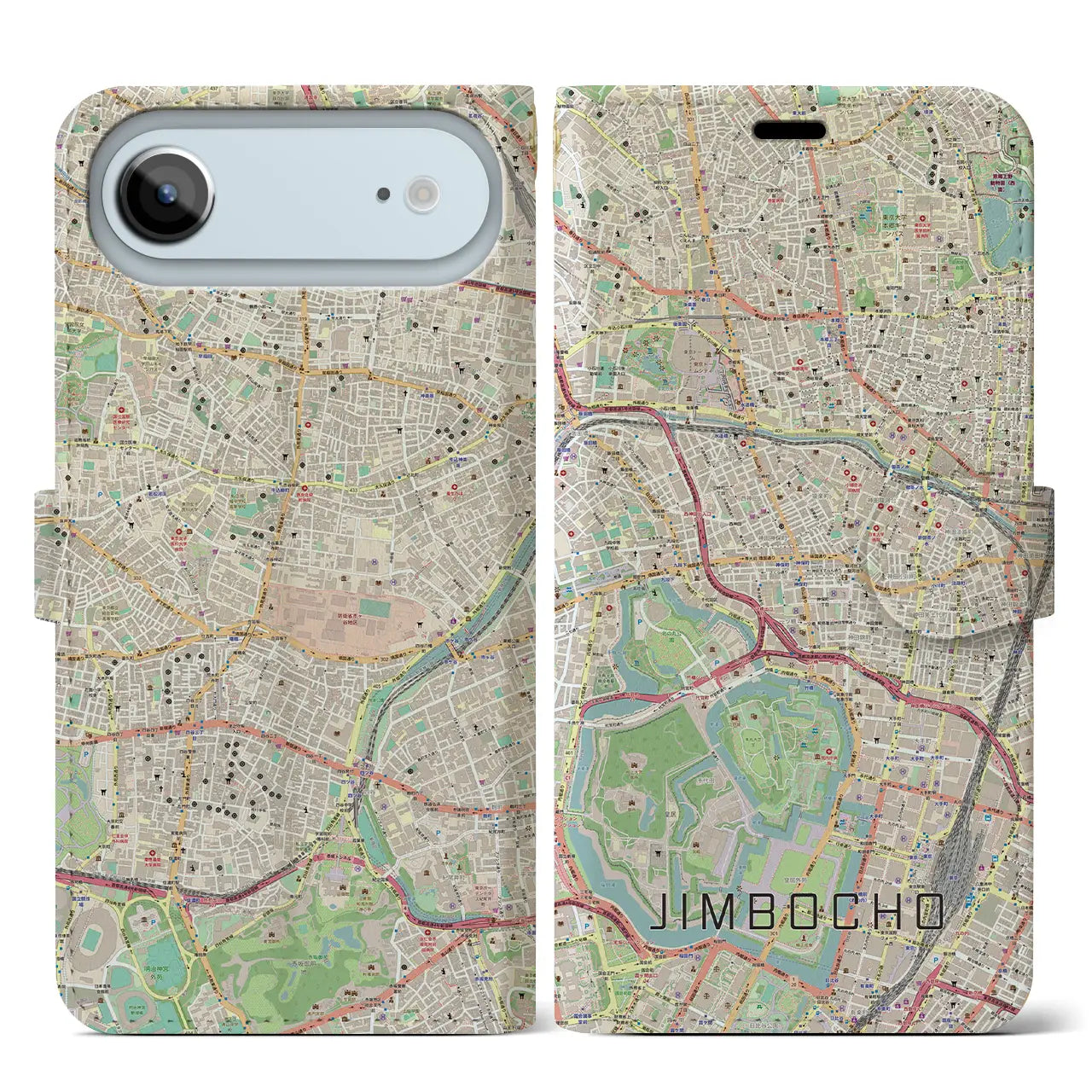 【神保町(東京都)】地図柄iPhoneケース(手帳タイプ)ナチュラル・iPhone 17 Pro Max 用