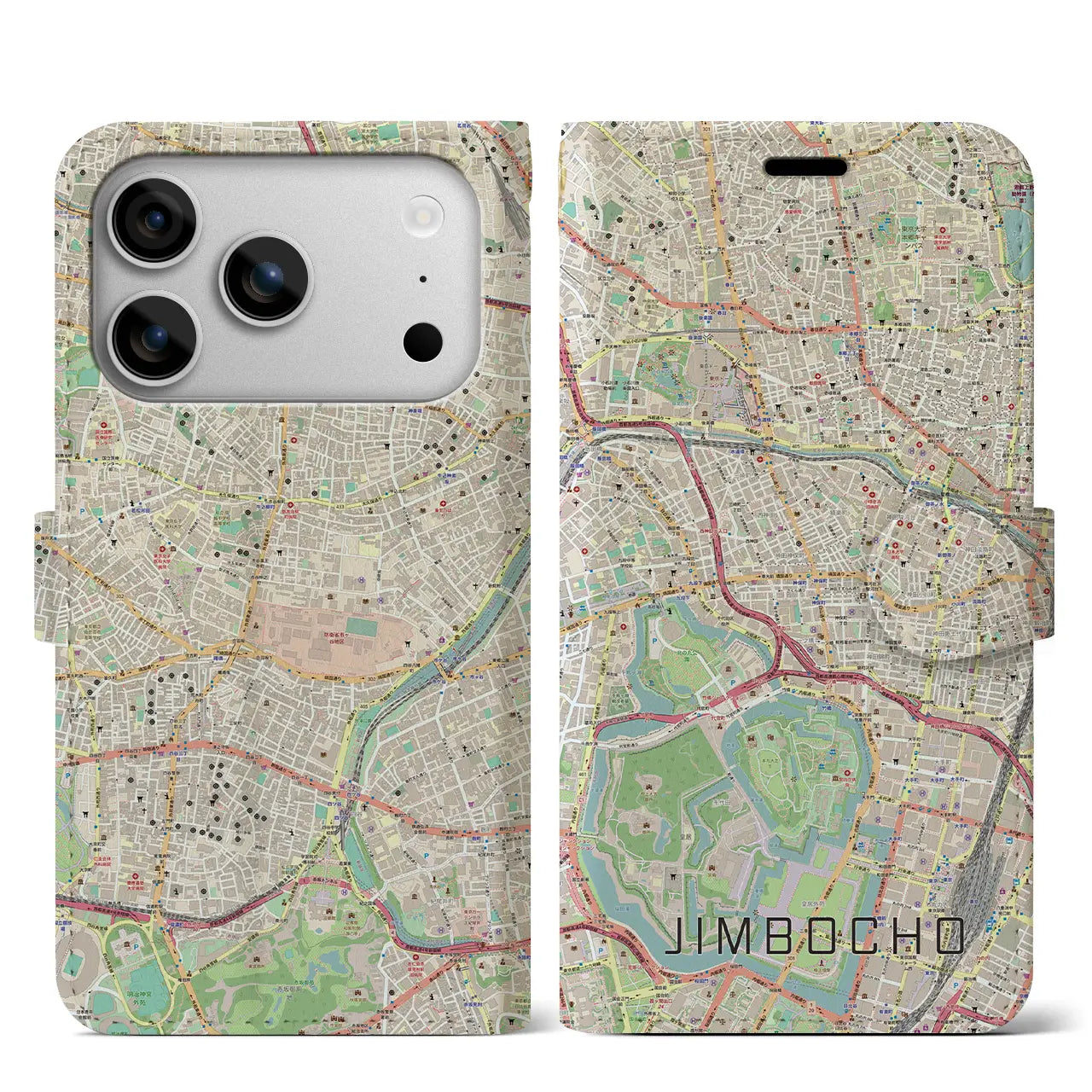 【神保町(東京都)】地図柄iPhoneケース(手帳タイプ)