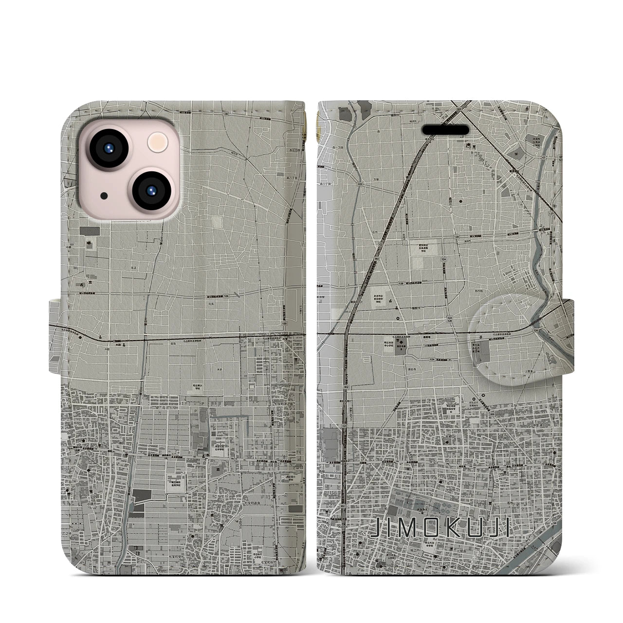 【甚目寺(愛知県)】地図柄iPhoneケース(手帳タイプ)