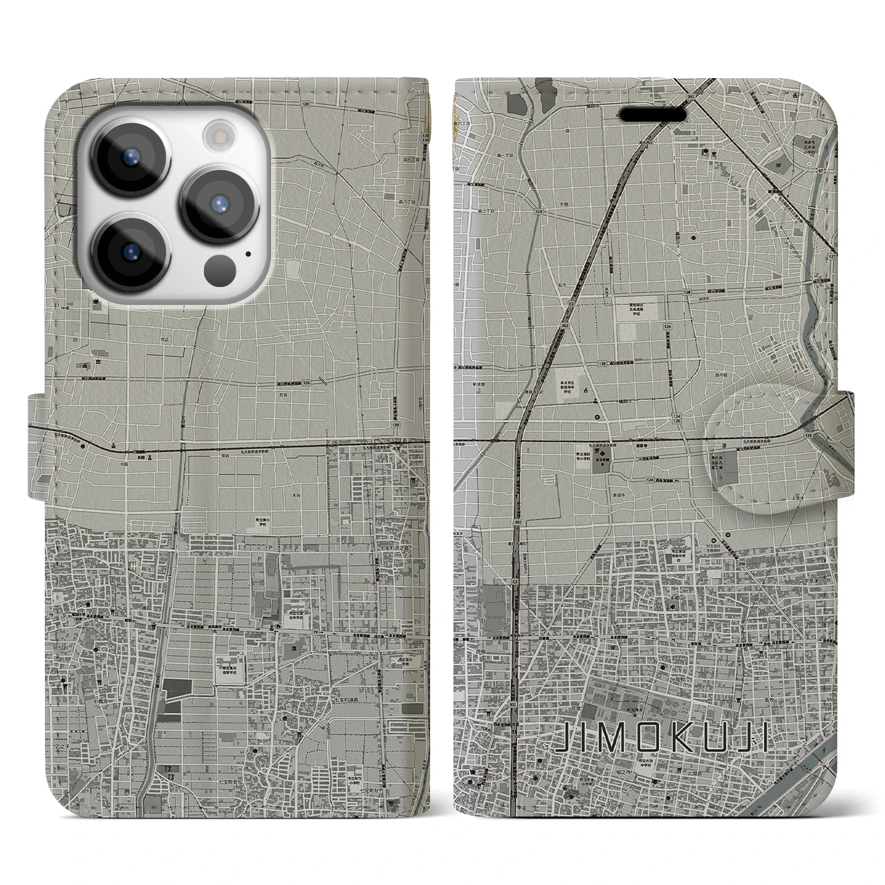 【甚目寺(愛知県)】地図柄iPhoneケース(手帳タイプ)