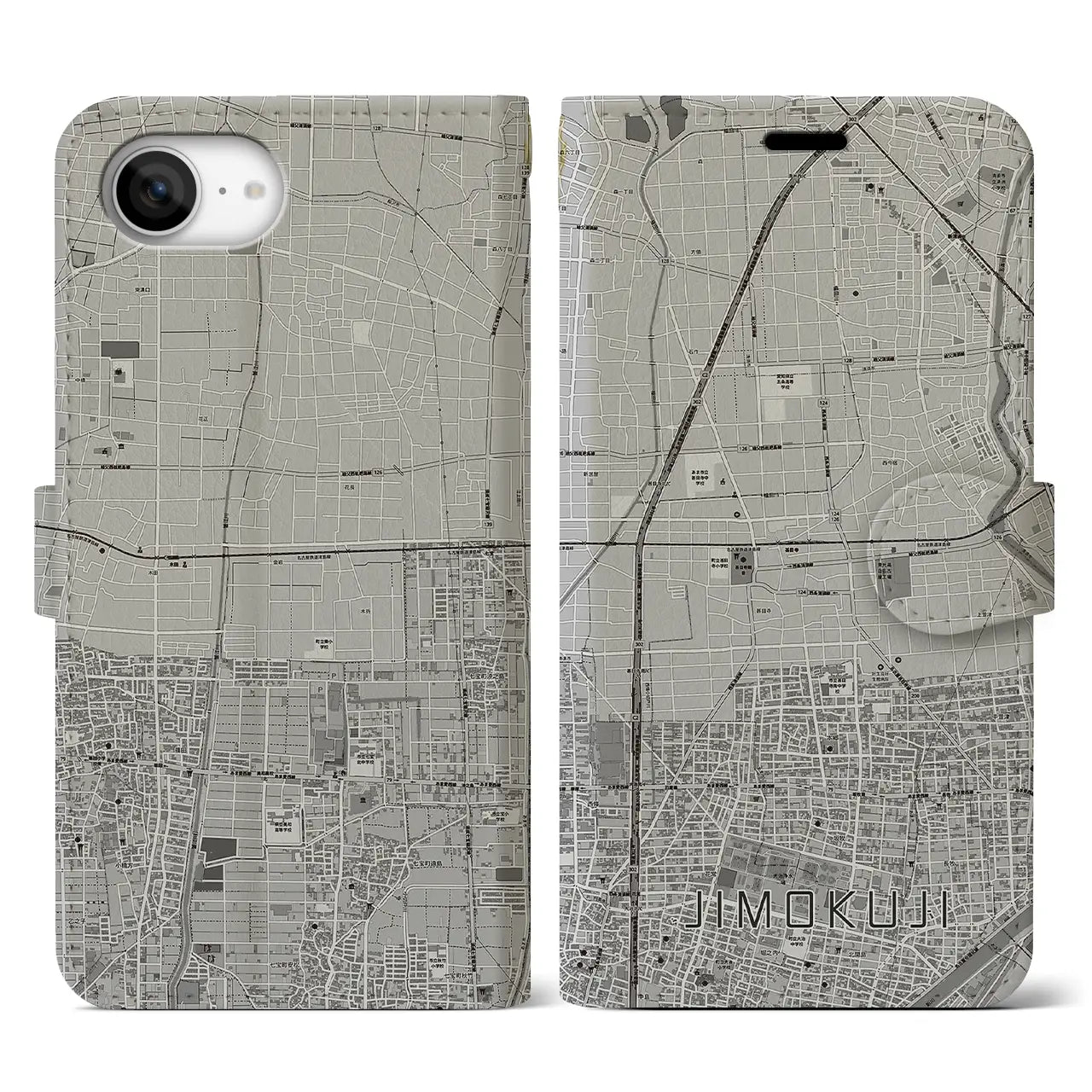 【甚目寺(愛知県)】地図柄iPhoneケース(手帳タイプ)