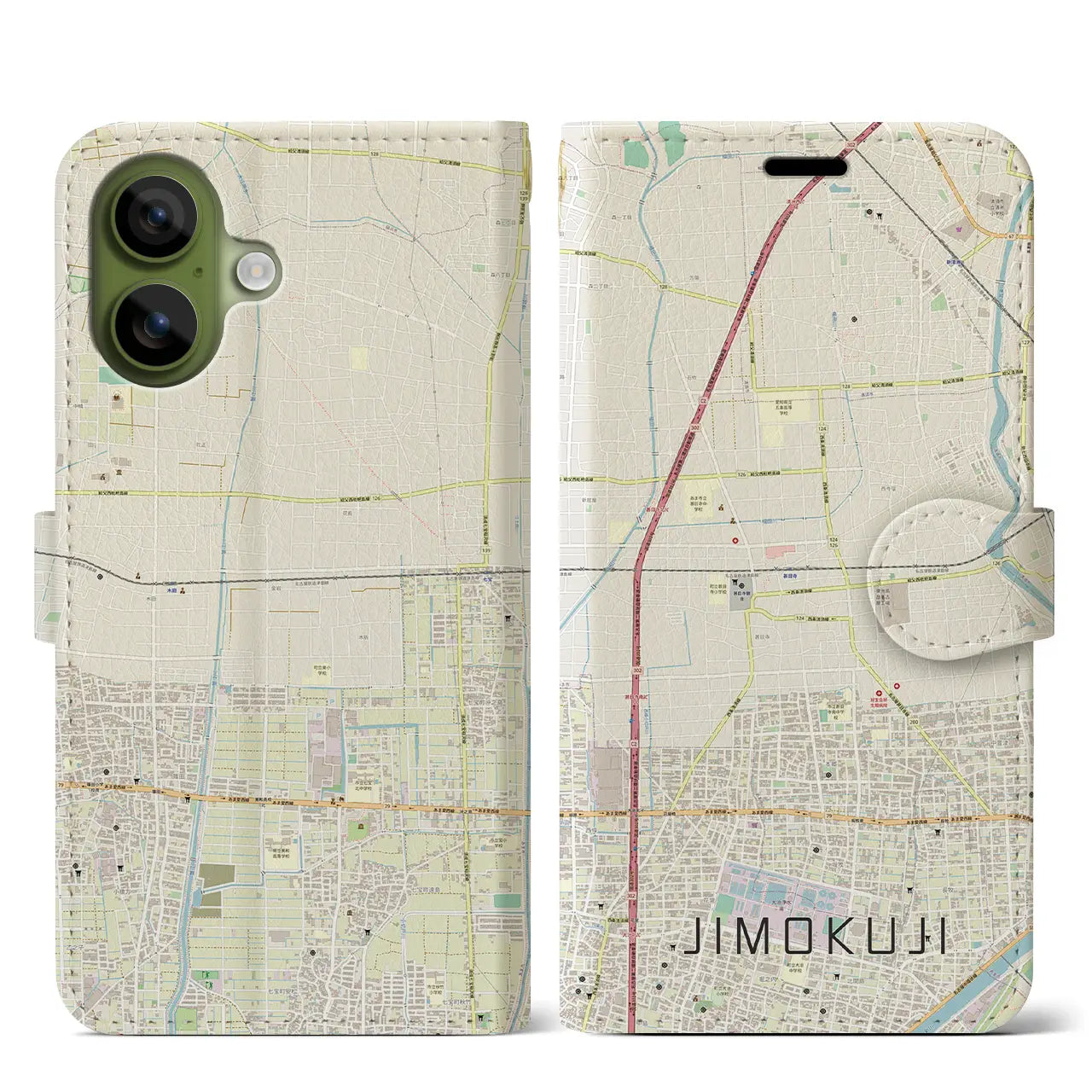 【甚目寺(愛知県)】地図柄iPhoneケース(手帳タイプ)