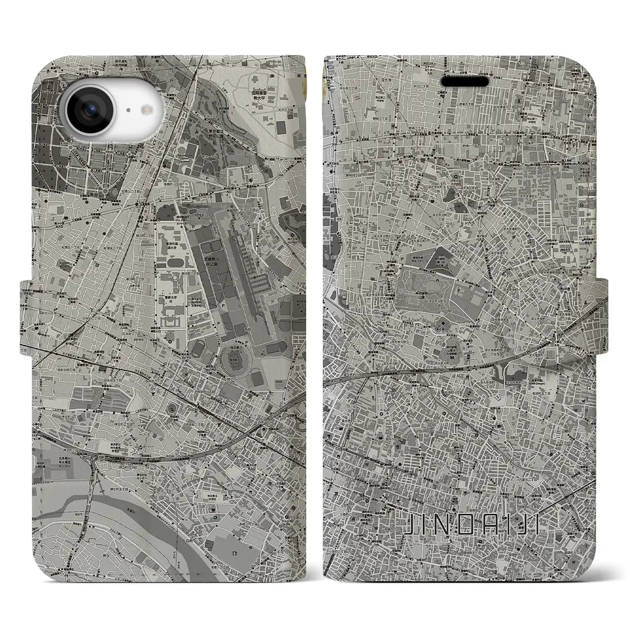 【深大寺(東京都)】地図柄iPhoneケース(手帳タイプ)