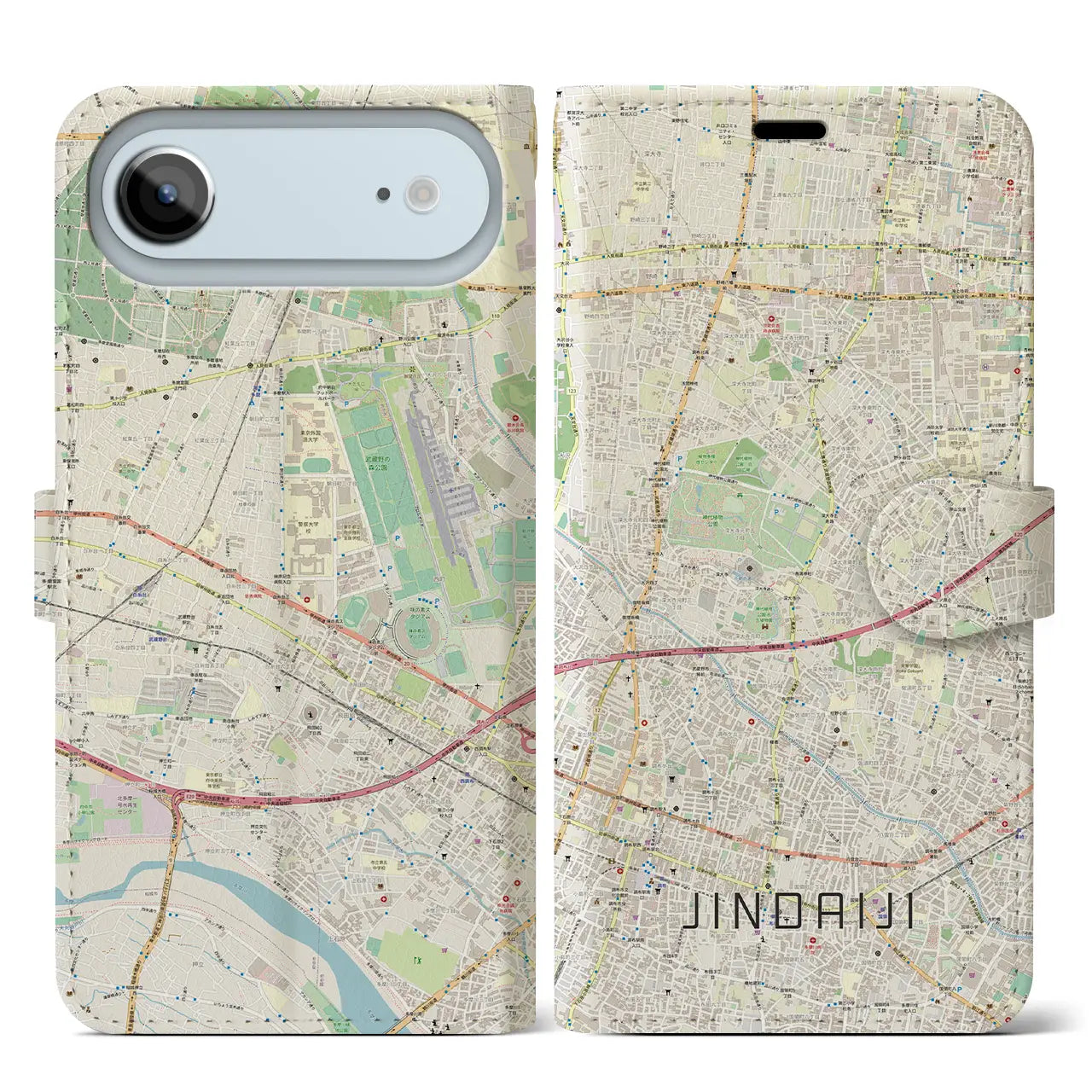 【深大寺(東京都)】地図柄iPhoneケース(手帳タイプ)