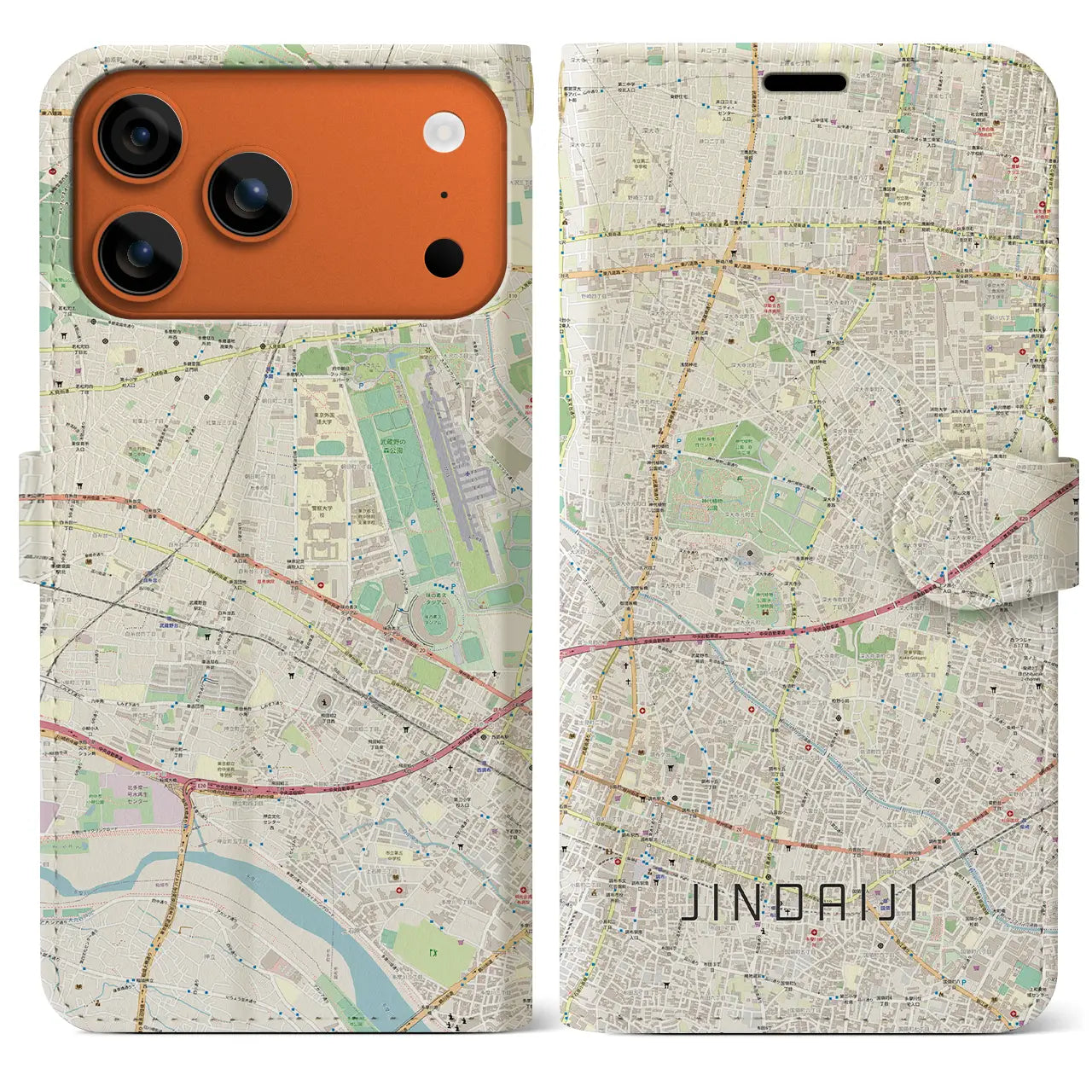 【深大寺(東京都)】地図柄iPhoneケース(手帳タイプ)