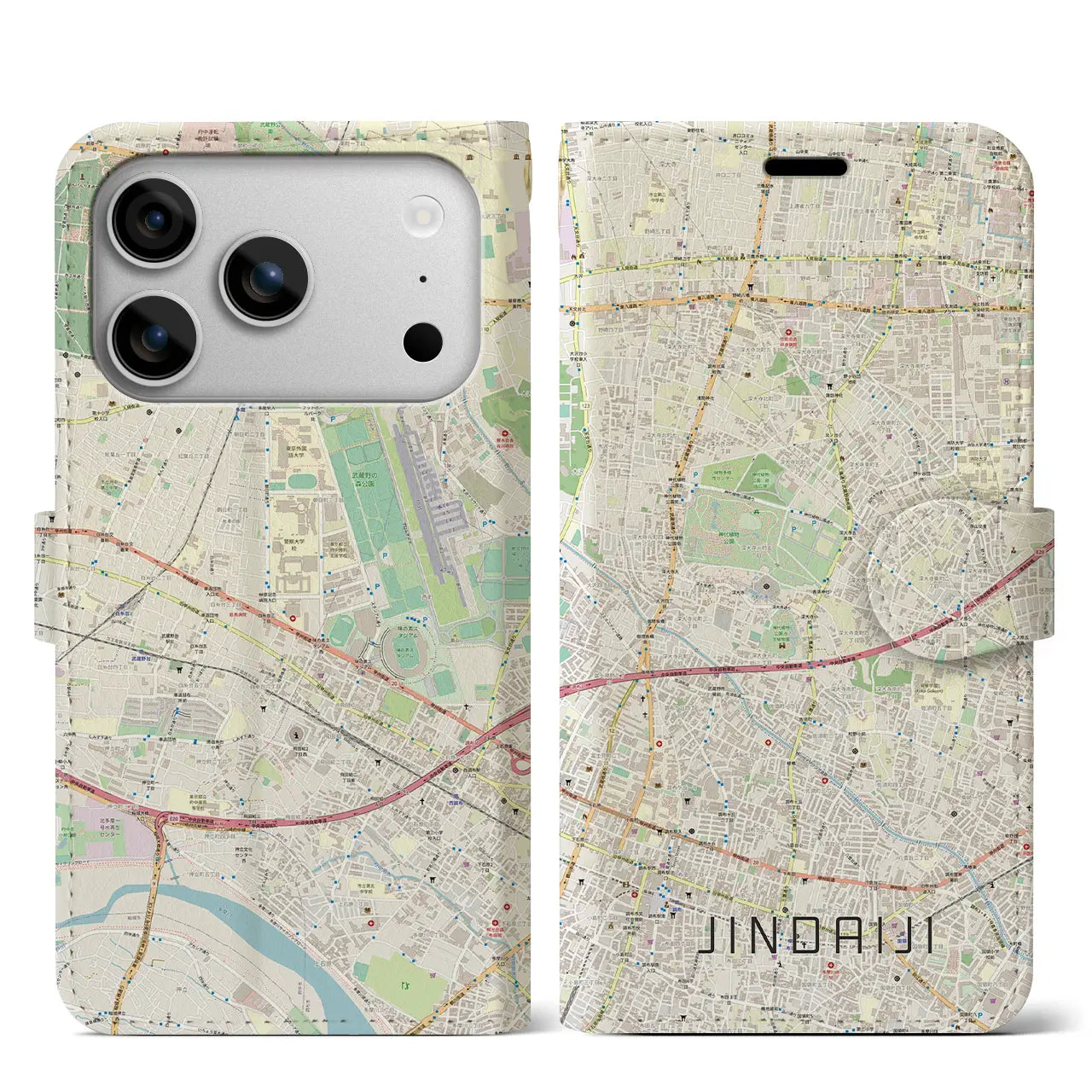 【深大寺(東京都)】地図柄iPhoneケース(手帳タイプ)