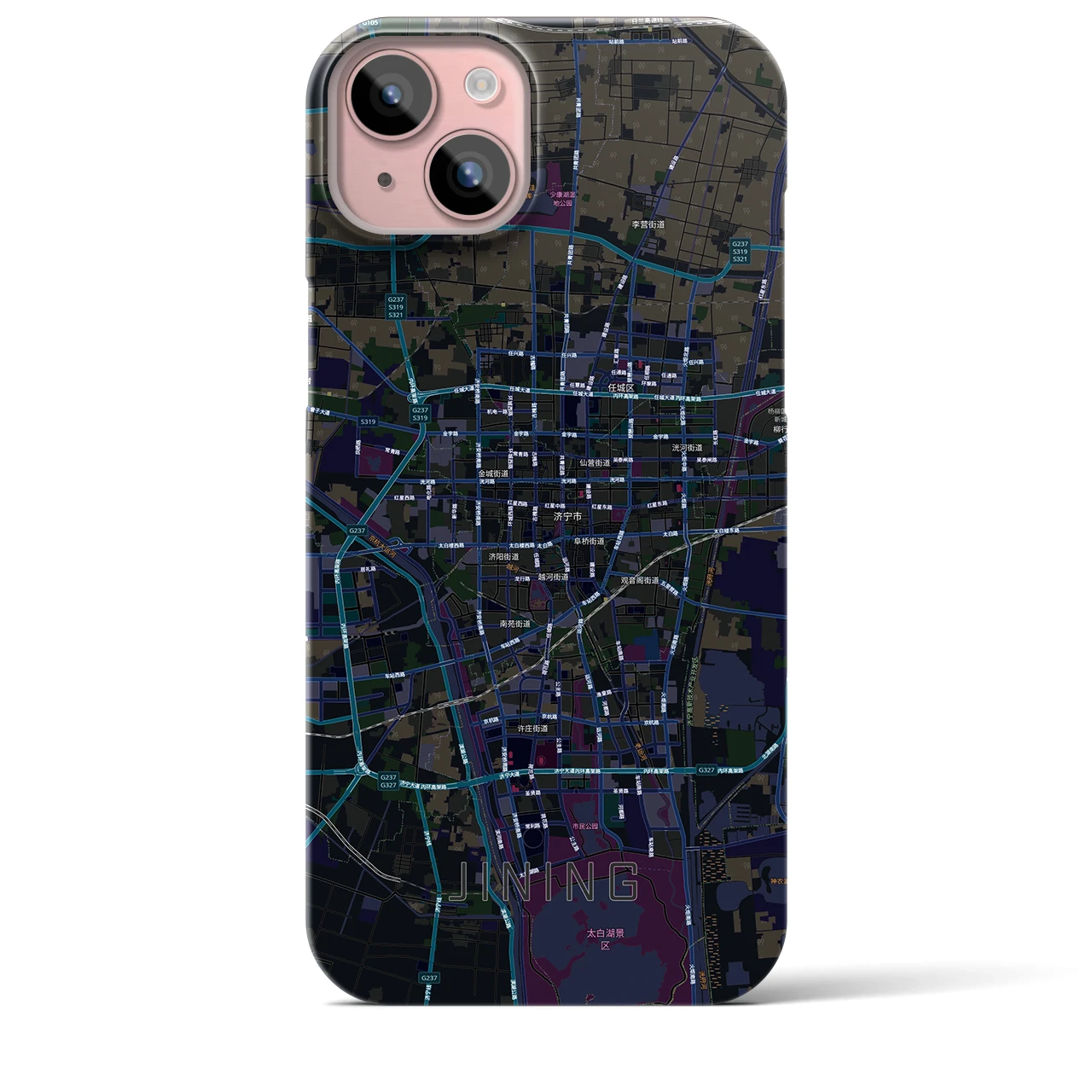 【済寧(中華人民共和国)】地図柄iPhoneケース(バックカバータイプ)