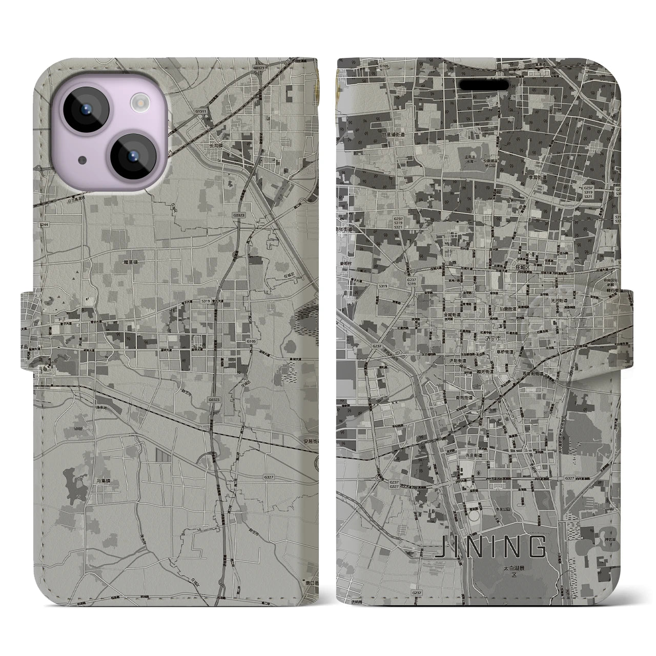 【済寧(中華人民共和国)】地図柄iPhoneケース(手帳タイプ)