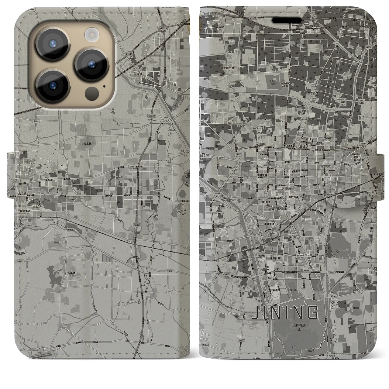 【済寧(中華人民共和国)】地図柄iPhoneケース(手帳タイプ)