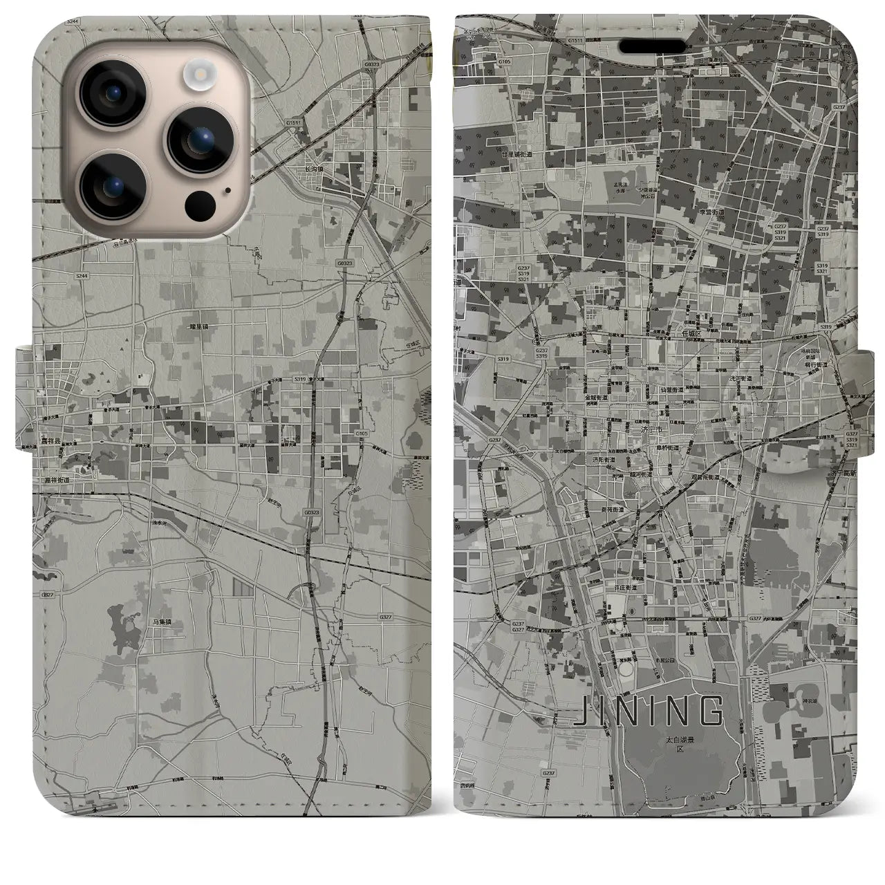 【済寧(中華人民共和国)】地図柄iPhoneケース(手帳タイプ)