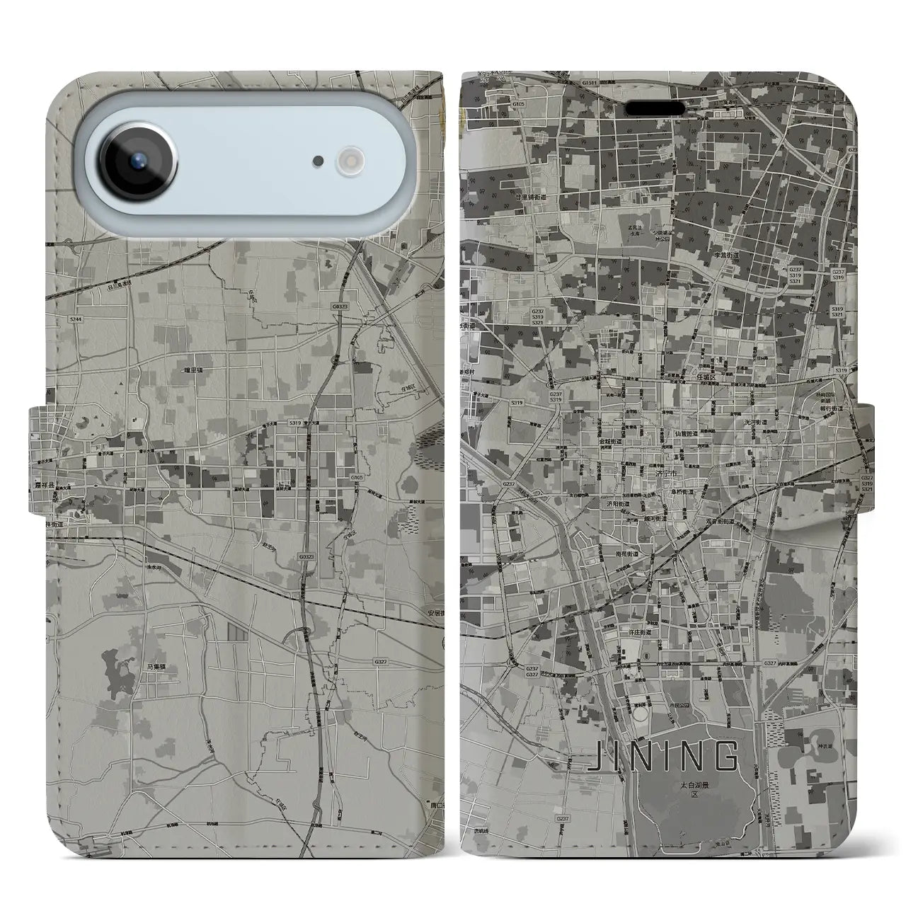 【済寧(中華人民共和国)】地図柄iPhoneケース(手帳タイプ)