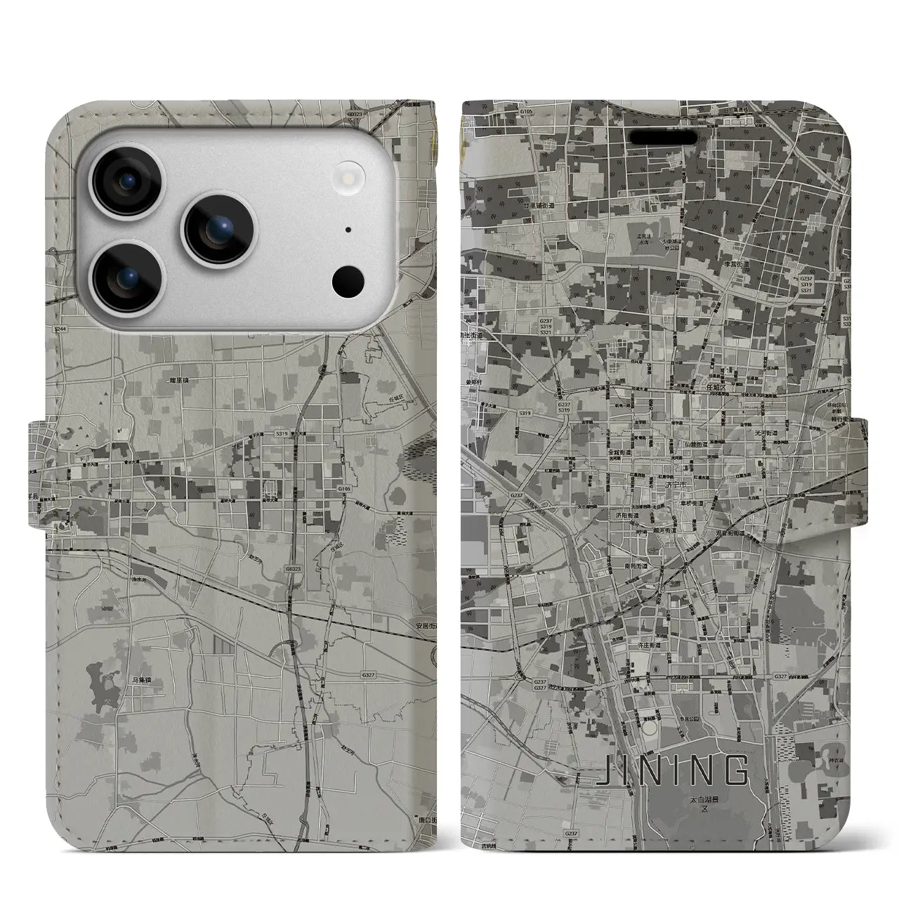 【済寧(中華人民共和国)】地図柄iPhoneケース(手帳タイプ)