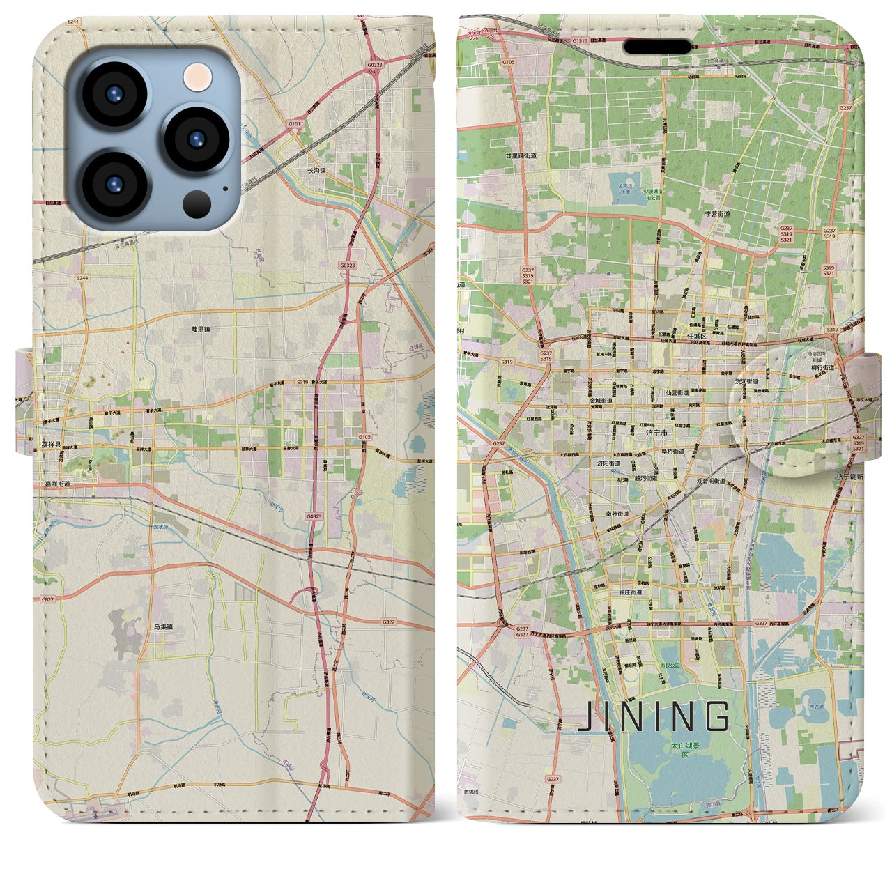 【済寧(中華人民共和国)】地図柄iPhoneケース(手帳タイプ)