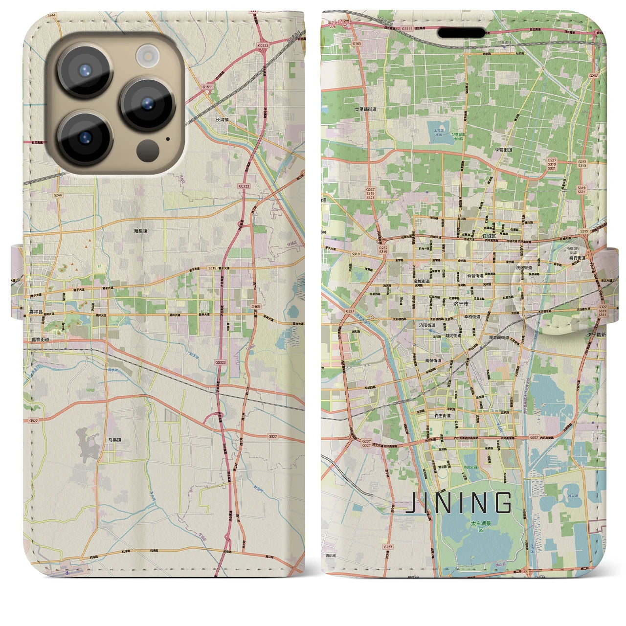 【済寧(中華人民共和国)】地図柄iPhoneケース(手帳タイプ)