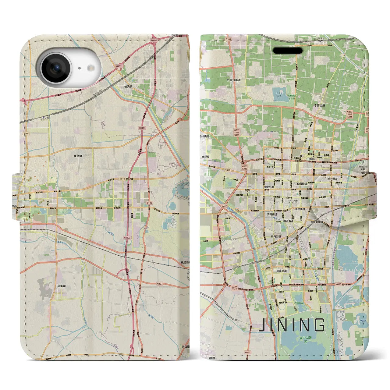 【済寧(中華人民共和国)】地図柄iPhoneケース(手帳タイプ)