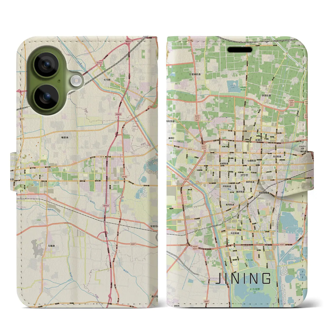 【済寧(中華人民共和国)】地図柄iPhoneケース(手帳タイプ)