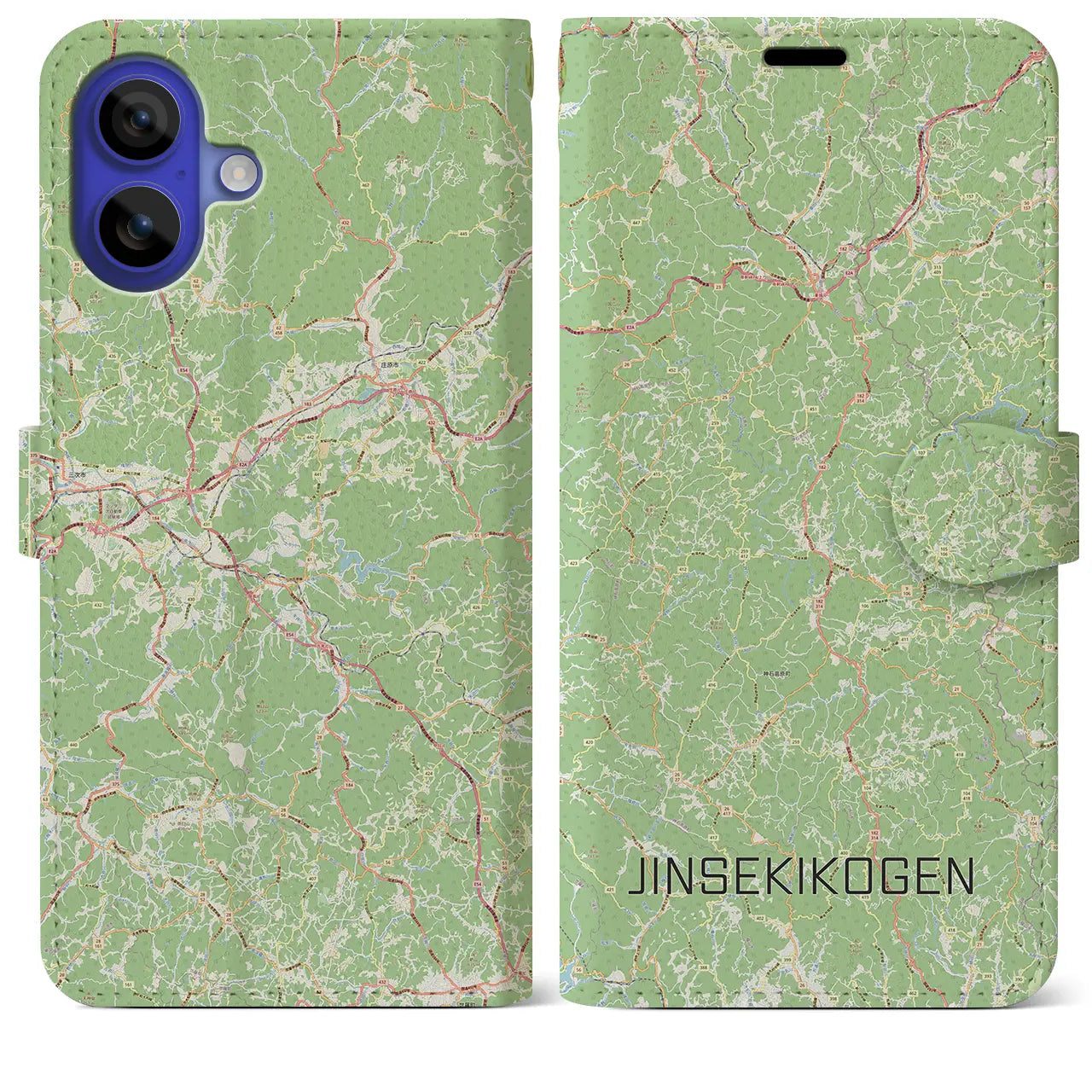 【神石高原(広島県)】地図柄iPhoneケース(手帳タイプ)ナチュラル・iPhone 16 Pro Max 用