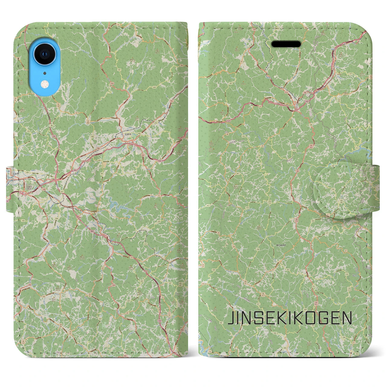 【神石高原(広島県)】地図柄iPhoneケース(手帳タイプ)ナチュラル・iPhone XR 用
