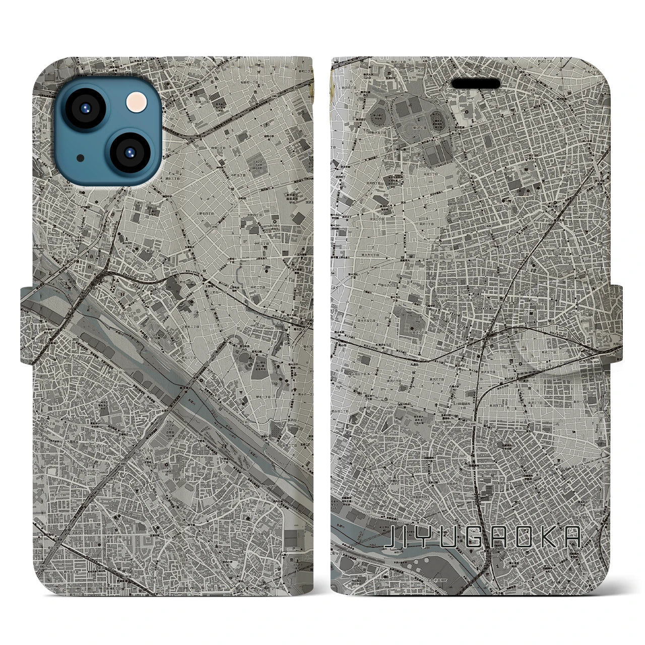 【自由が丘(東京都)】地図柄iPhoneケース(手帳タイプ)