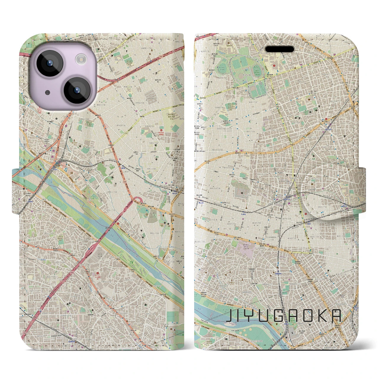 【自由が丘(東京都)】地図柄iPhoneケース(手帳タイプ)
