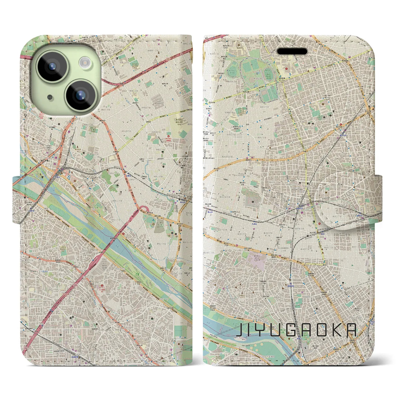 【自由が丘(東京都)】地図柄iPhoneケース(手帳タイプ)