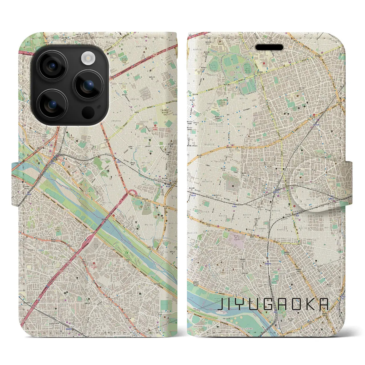 【自由が丘(東京都)】地図柄iPhoneケース(手帳タイプ)