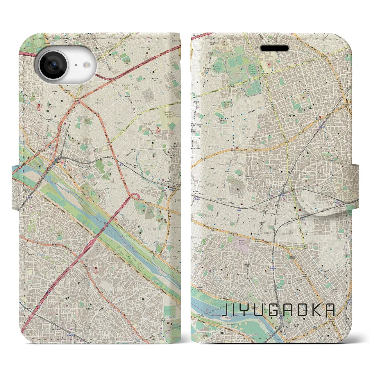 【自由が丘(東京都)】地図柄iPhoneケース(手帳タイプ)