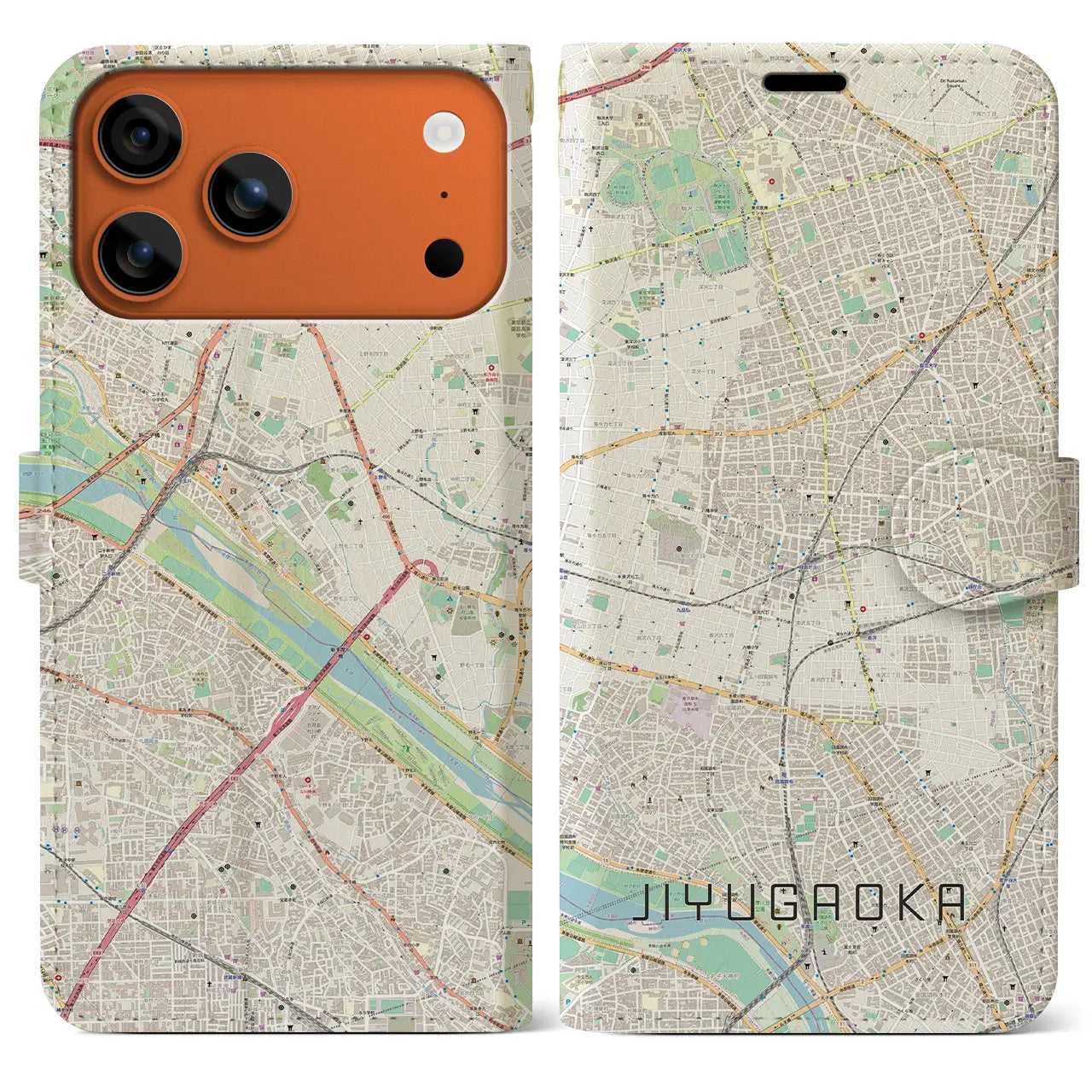【自由が丘(東京都)】地図柄iPhoneケース(手帳タイプ)