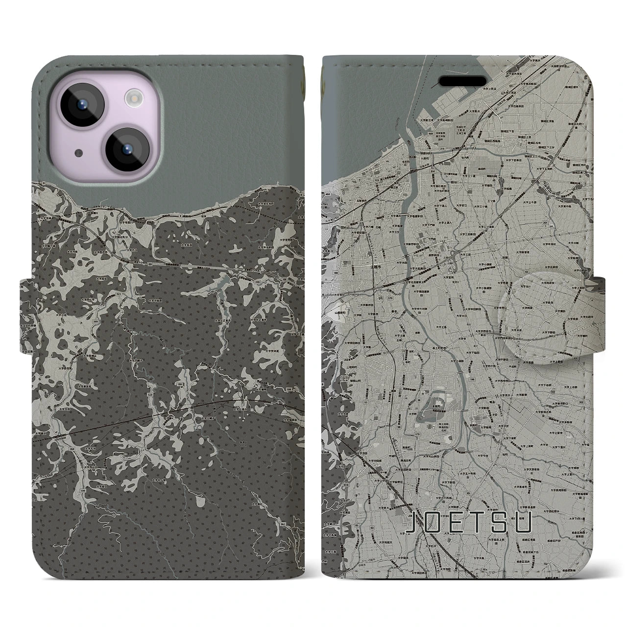 【上越(新潟県)】地図柄iPhoneケース(手帳タイプ)