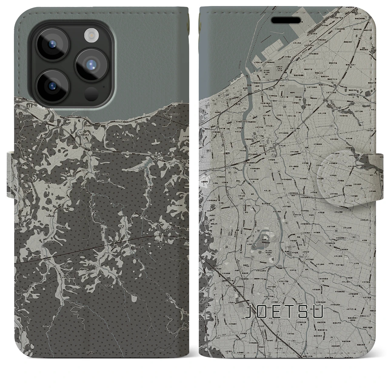 【上越(新潟県)】地図柄iPhoneケース(手帳タイプ)