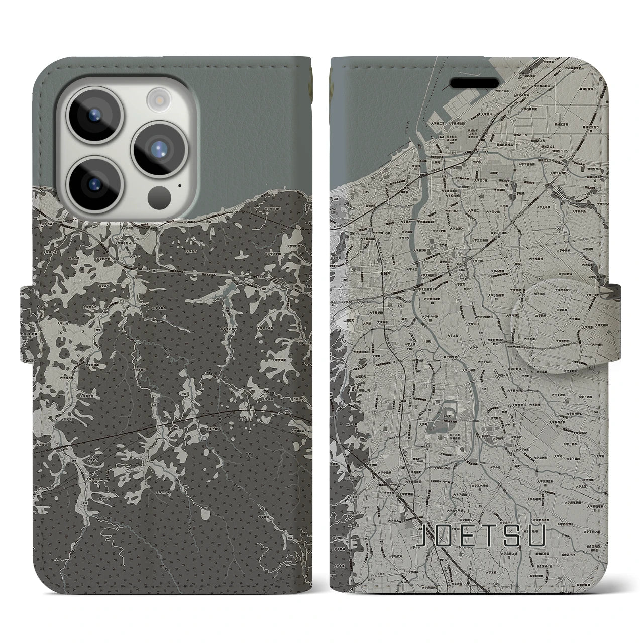 【上越(新潟県)】地図柄iPhoneケース(手帳タイプ)