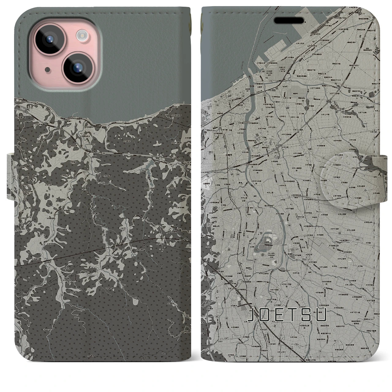 【上越(新潟県)】地図柄iPhoneケース(手帳タイプ)