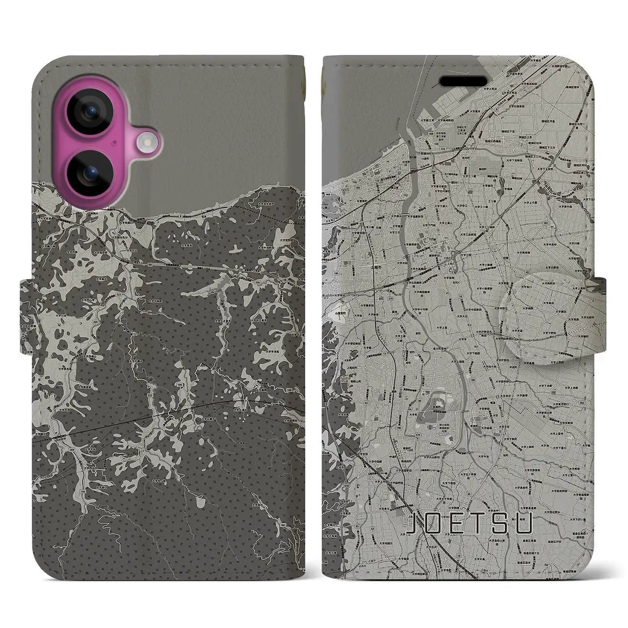 【上越(新潟県)】地図柄iPhoneケース(手帳タイプ)