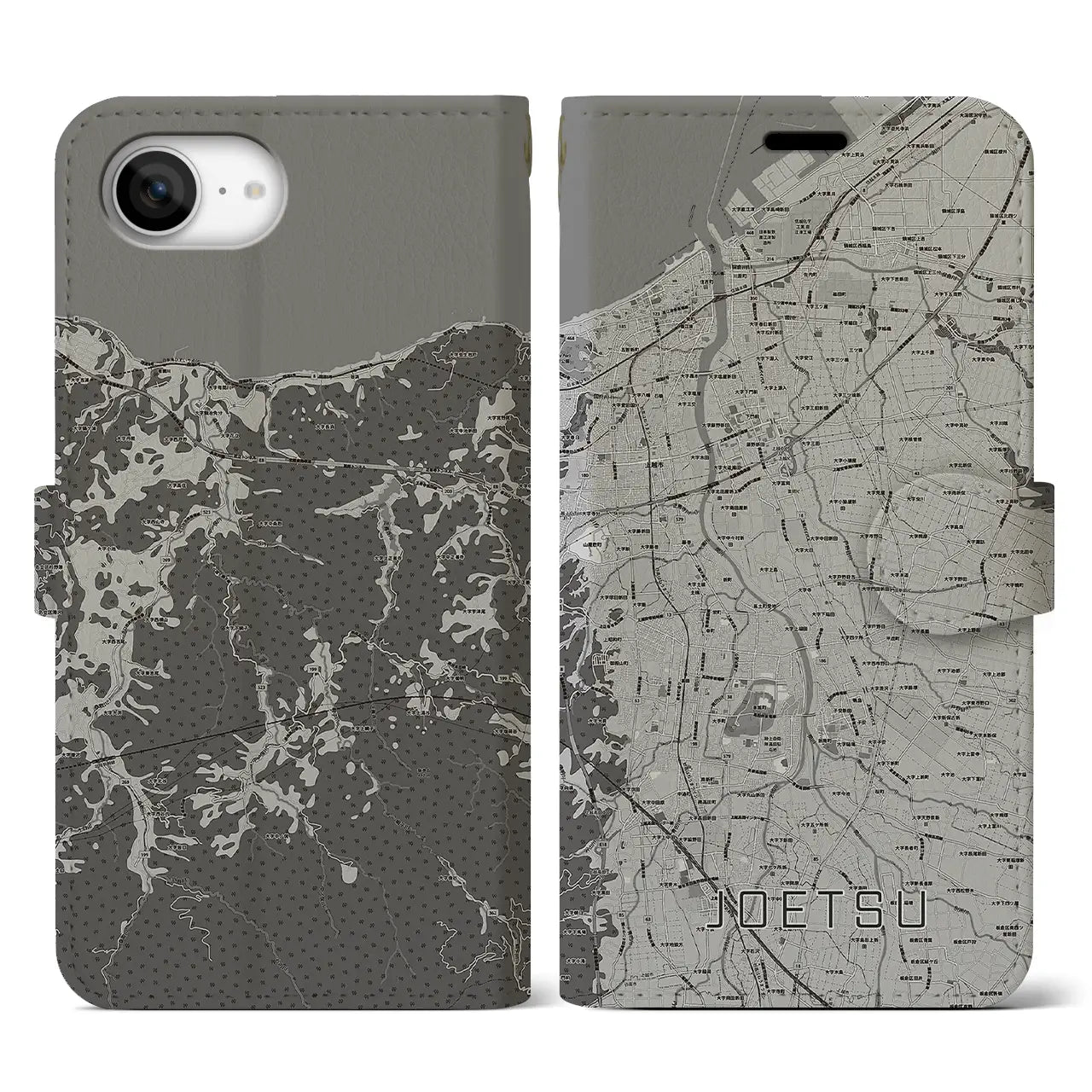 【上越(新潟県)】地図柄iPhoneケース(手帳タイプ)