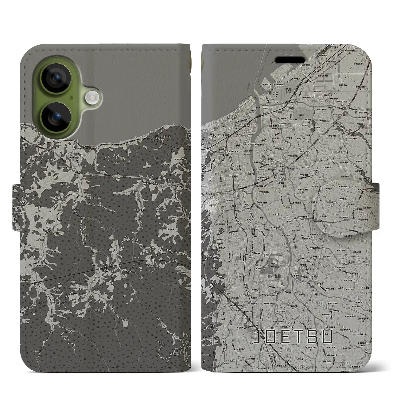 【上越(新潟県)】地図柄iPhoneケース(手帳タイプ)