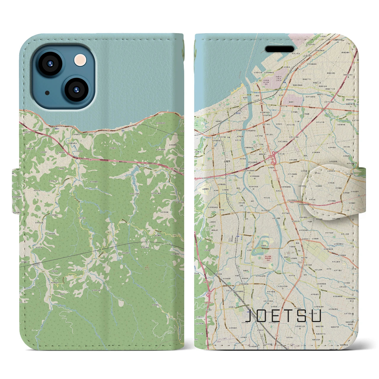 【上越(新潟県)】地図柄iPhoneケース(手帳タイプ)