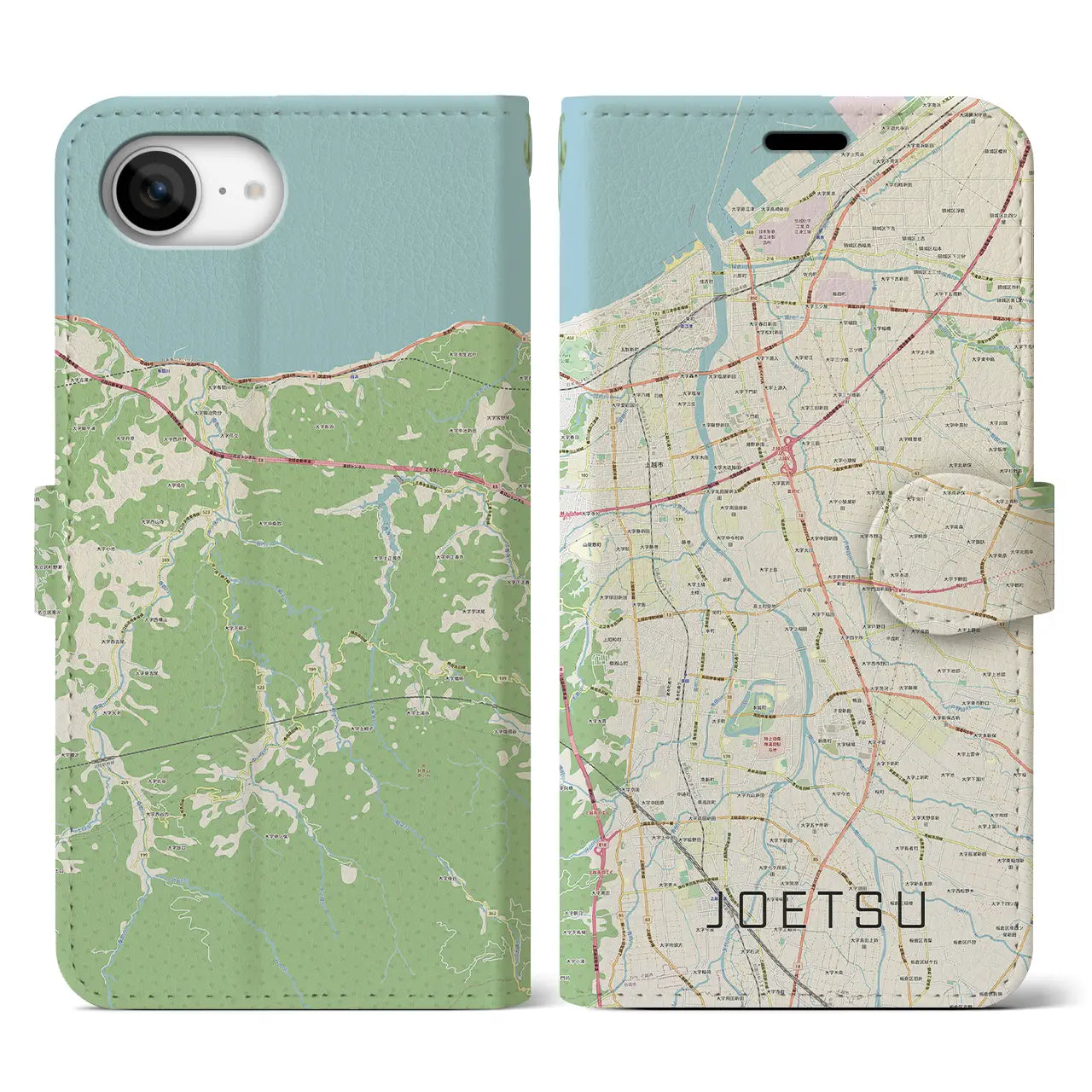 【上越(新潟県)】地図柄iPhoneケース(手帳タイプ)