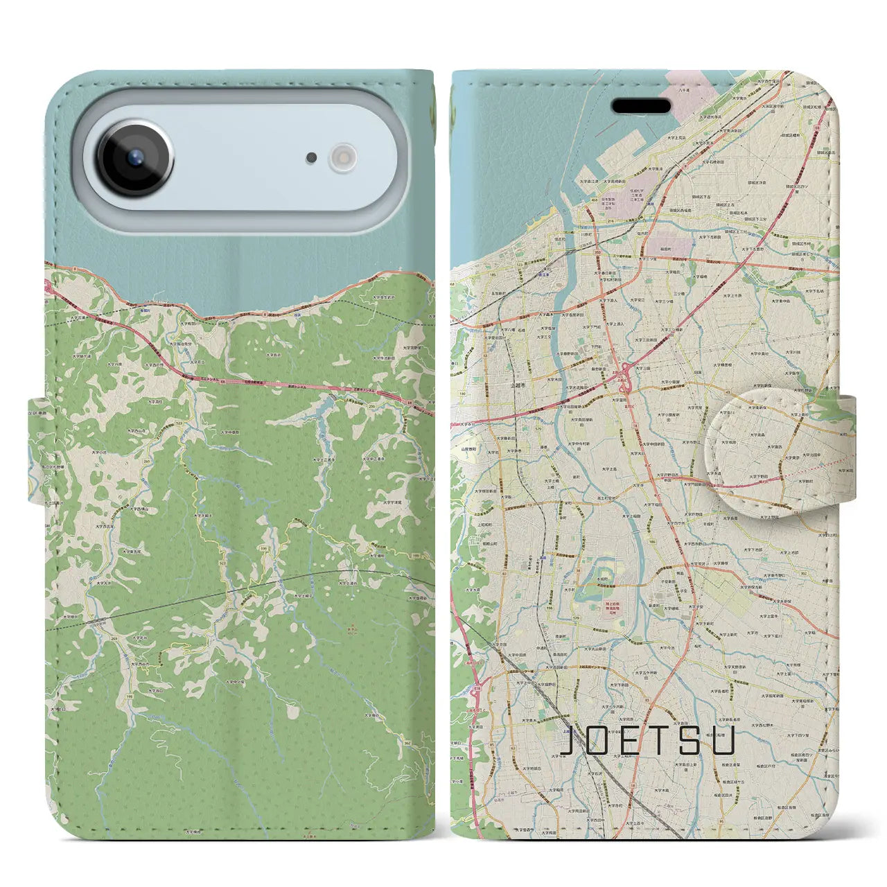 【上越(新潟県)】地図柄iPhoneケース(手帳タイプ)