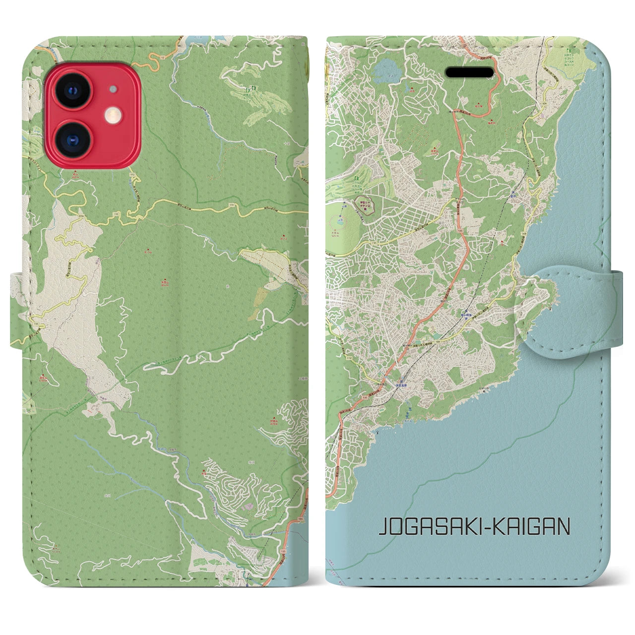 【城ヶ崎海岸(静岡県)】地図柄iPhoneケース(手帳タイプ)ナチュラル・iPhone 11 用